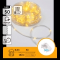 Aigostar - LED corrente de Natal para exterior 50xLED/8 funções 3xAA 5,3m IP44 branco quente