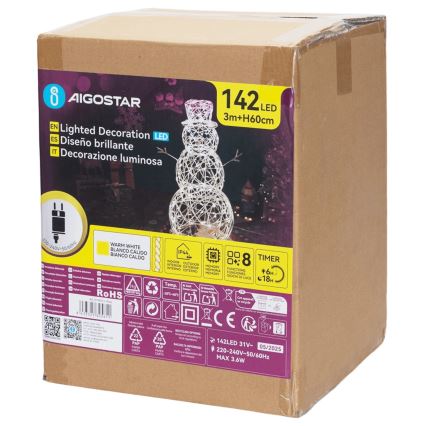 Aigostar - Decoração de Natal LED para Exteriores LED/3,6W/31/230V 2700K 60 cm IP44 Boneco de Neve