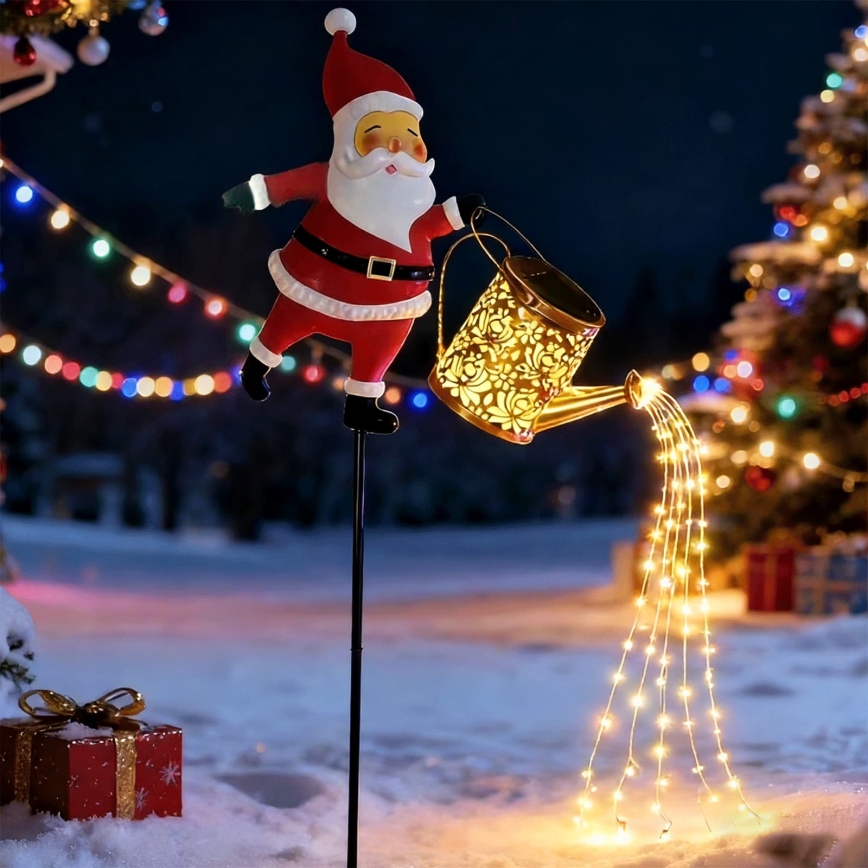 Aigostar - Decoração de Natal LED para exterior 120xLED/3xAA/8 funções 80 cm IP44 Santa/branco quente