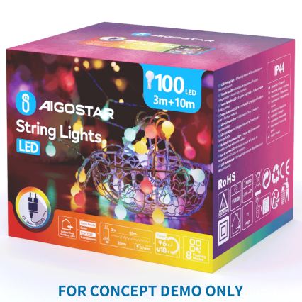 Aigostar - Decoração de Natal LED para exterior 120xLED/3xAA/8 funções 80 cm IP44 Santa/branco quente
