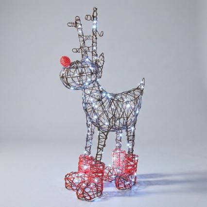 Aigostar - Decoração de Natal LED para exterior 140 LEDs/8 funções 0,6 m IP44 branco frio rena