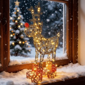 Aigostar - LED Decoração de Natal para exterior 140xLED/8 funções 0,6m IP44 branco quente rena