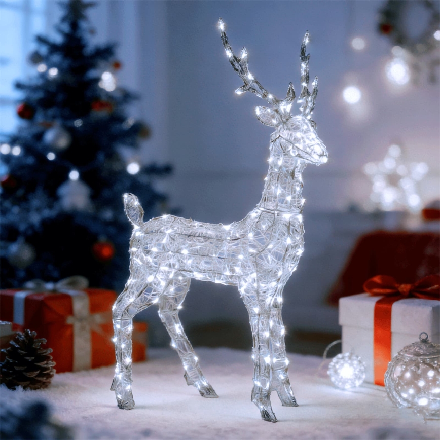 Aigostar - LED Decoração de Natal para exterior 180xLED/8 funções 1,05m IP44 branco frio veado