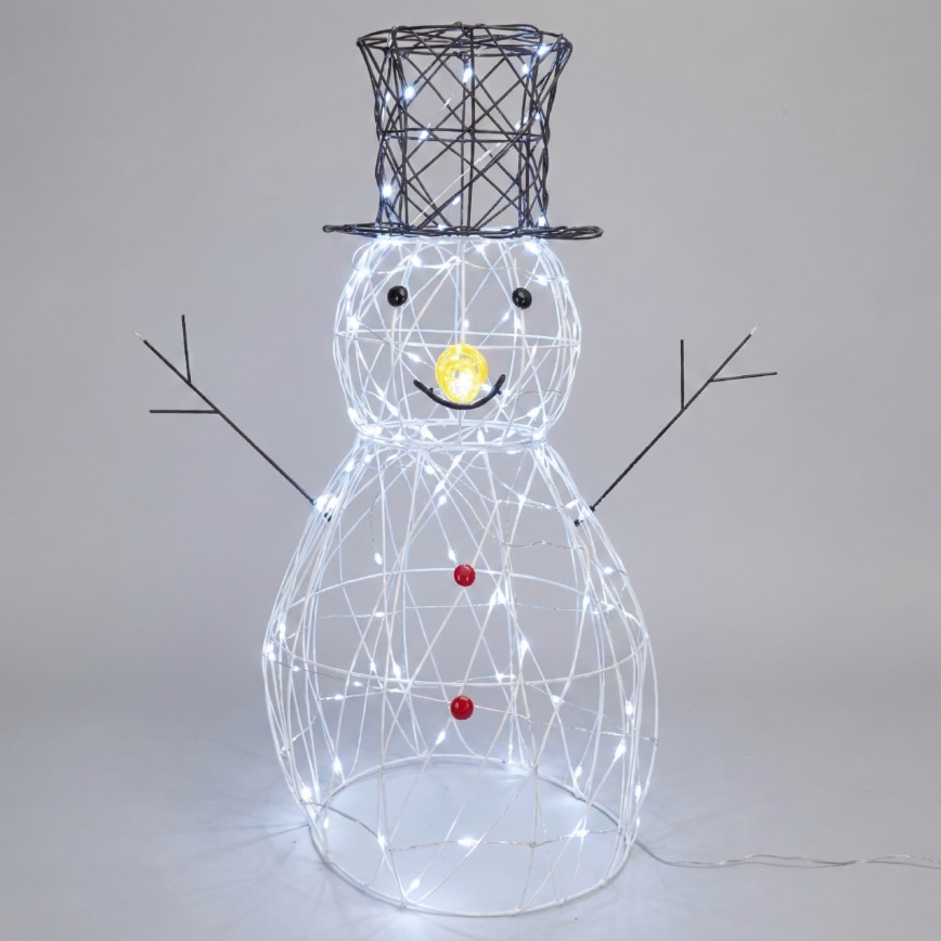 Aigostar - LED Decoração de Natal para exterior 200xLED/8 funções 0,9 m IP44 branco frio boneco de neve
