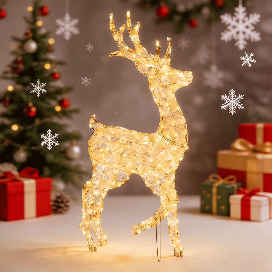 Aigostar - LED decoração de Natal para exterior 240xLED/8 funções 1,25m IP44 branco quente reno