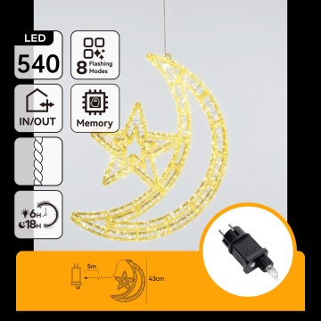 Aigostar - LED Decoração de Natal para exterior 540xLED/6W/230V 43 cm IP44 branco quente meia-lua