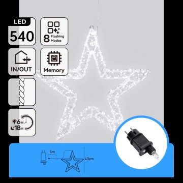 Aigostar - LED Decoração de Natal para exterior 540xLED/6W/230V 43 cm IP44 floco de neve branco frio