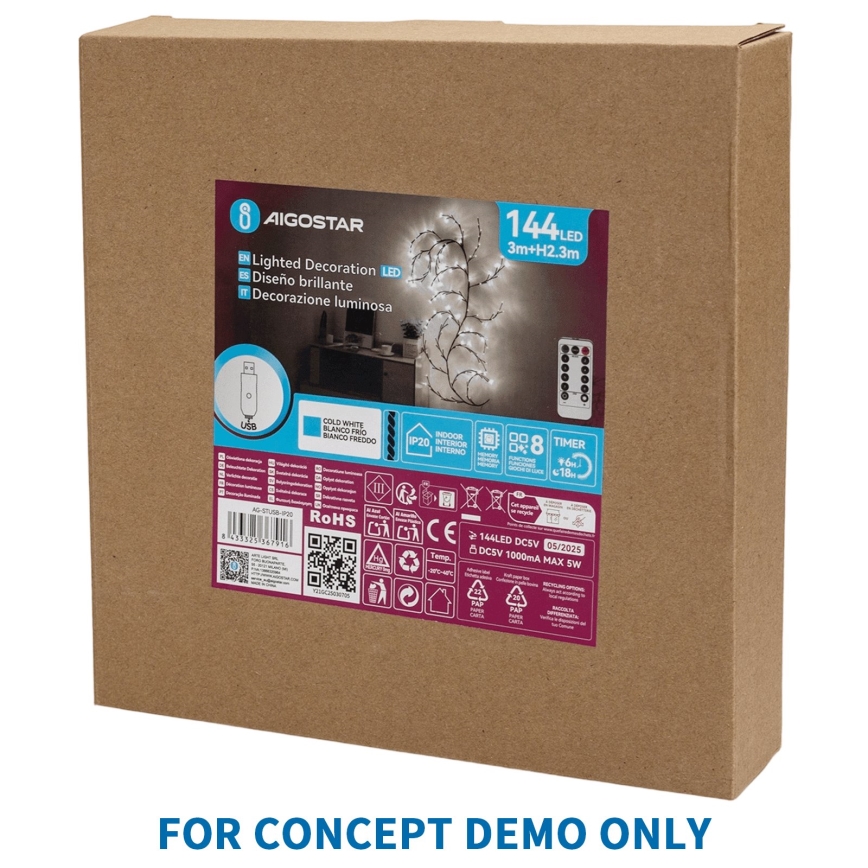 Aigostar - LED Decoração de Natal para exterior 540xLED/6W/230V IP44 branco frio 45cm