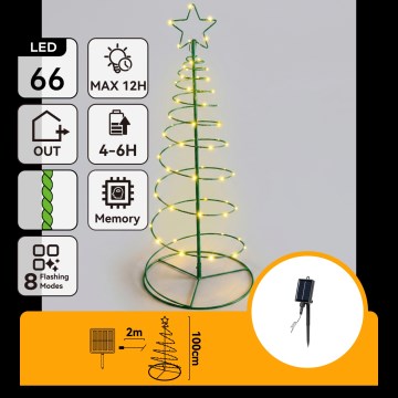 Aigostar - LED Decoração de Natal solar LED/0,59W/3,7V 100 cm IP65 130 mAh branco quente