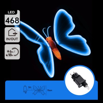 Aigostar - LED Decoração para exterior 468xLED 75 cm IP44 borboleta/azul