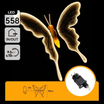 Aigostar - LED Decoração para exterior 558xLED 90 cm IP44 borboleta/branco quente
