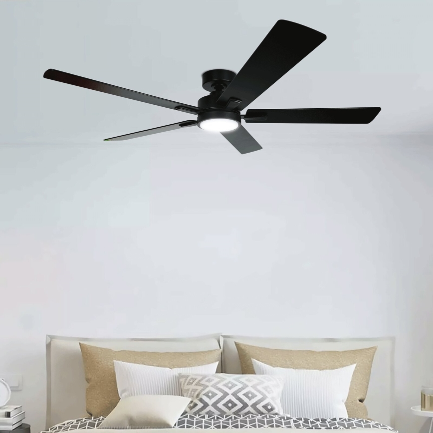 Aigostar - Ventilador de teto LED dimerizável LED/20W/230V 2700-6500K 132cm preto + controlo remoto
