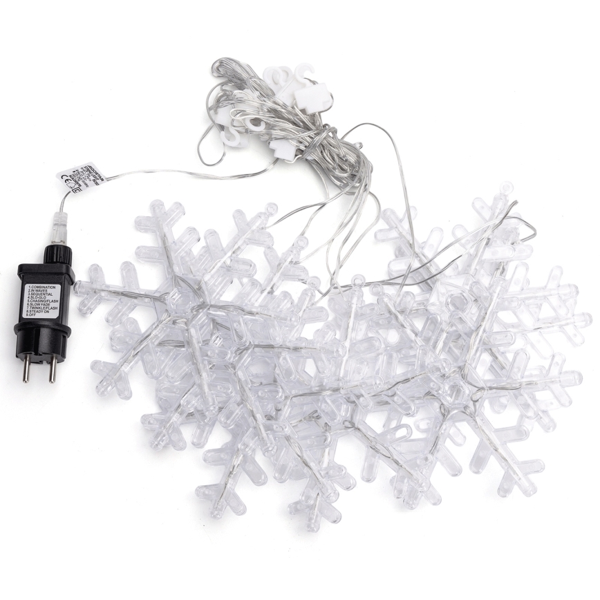 Aigostar - Cordão de Natal LED para exteriores 84xLED/8 funções 1,2x1m IP44 branco quente com flocos de neve