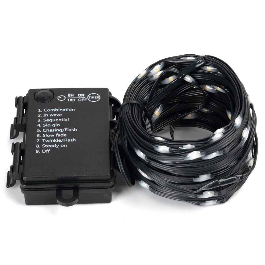 Aigostar -LED Guirlanda de Natal para exterior 150xLED/8 funções 3xAA 15,3m IP44 branco quente