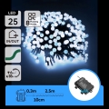 Aigostar - LED Guirlanda de Natal para exterior 25xLED/8 funções 3xAA 2,8m IP44 branco frio