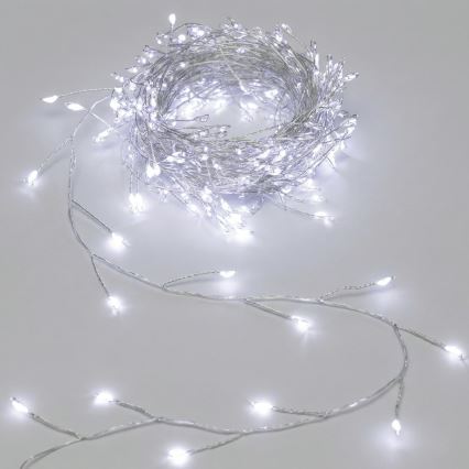 Aigostar - Guirlanda de Natal LED para exterior 50 LEDs / 8 funções 3x AA 1,8 m IP44 branco frio