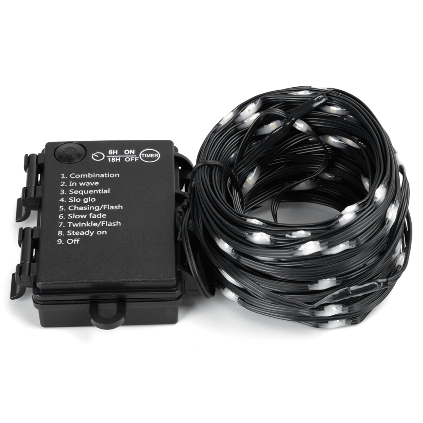 Aigostar -LED Guirlanda de Natal para exteriores 50xLED/8 funções 3xAA 5,3m IP44 branco frio