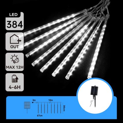 Aigostar - Cordão de luzes LED solar para Natal 384xLED/13m IP65 1200 mAh branco frio
