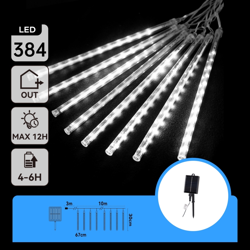 Aigostar - Cordão de luzes LED solar para Natal 384xLED/13m IP65 1200 mAh branco frio