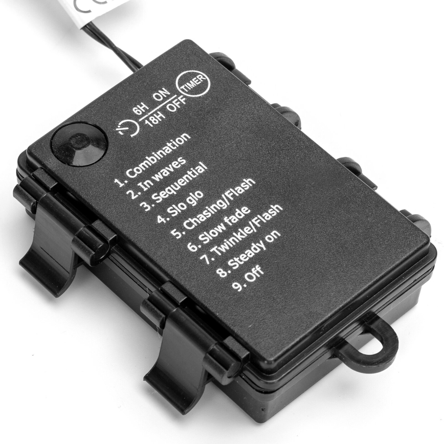 Aigostar - LED Guirlanda para exterior 200 LEDs / 8 funções / 3x AA / 10,3 m / IP44 / multicolorido