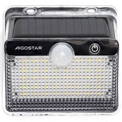 Aigostar - Luminária solar LED com sensor LED/3,7V 6500K 1200 mAh IP65 preta