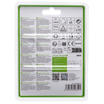 Aigostar - Luminária solar LED com sensor LED/3,7V 6500K 1200 mAh IP65 preta