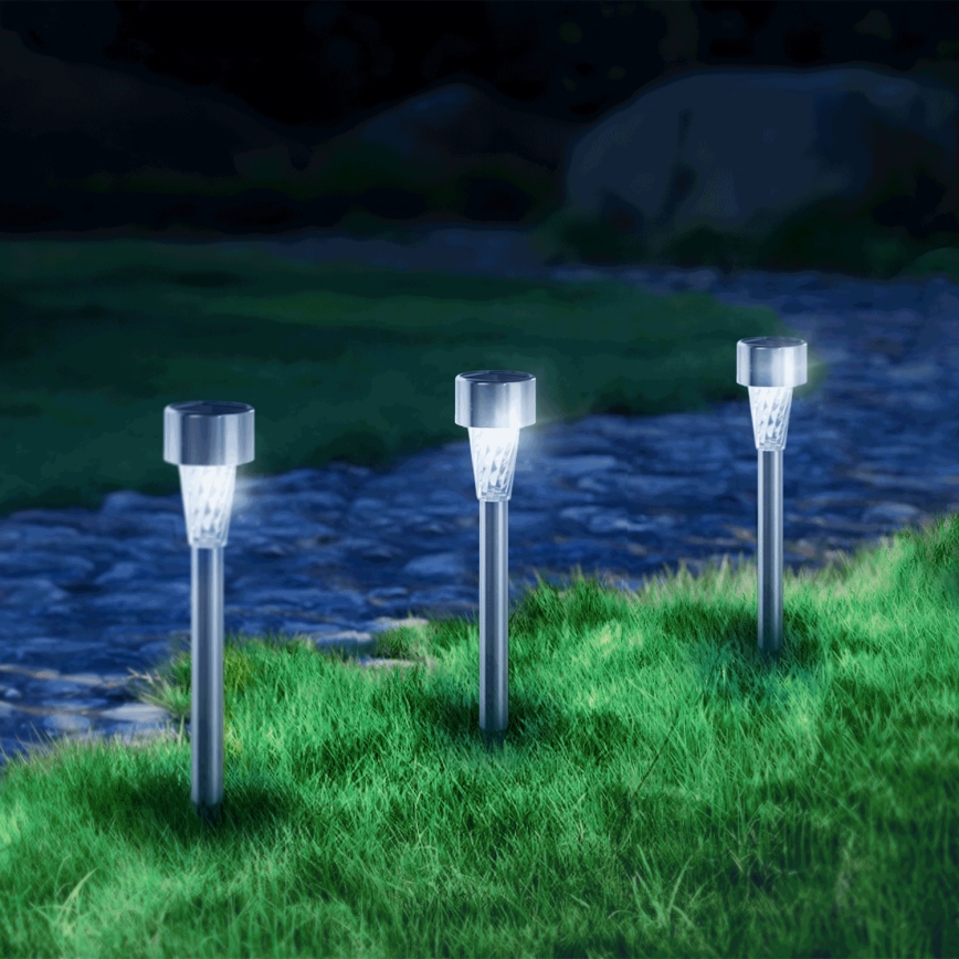 Aigostar - LED Luminária solar LED/2V IP44 40 mAh cromado mate