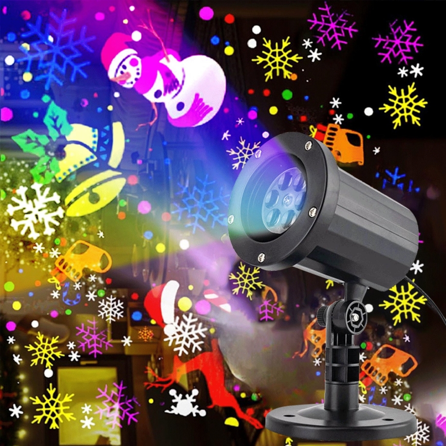 Aigostar - Projetor LED de Natal para exterior com flocos de neve, 5W/230V, IP44, multicolorido