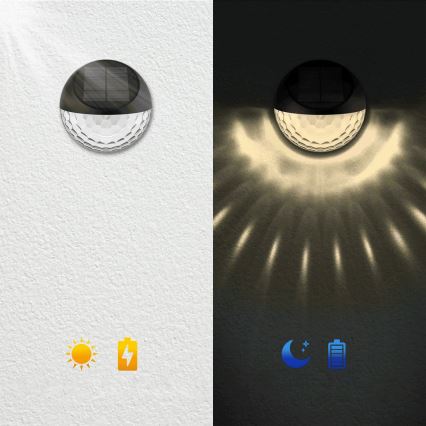 Aigostar - Luminária de parede solar LED RGB LED/2W/1,2V 300 mAh preta IP44