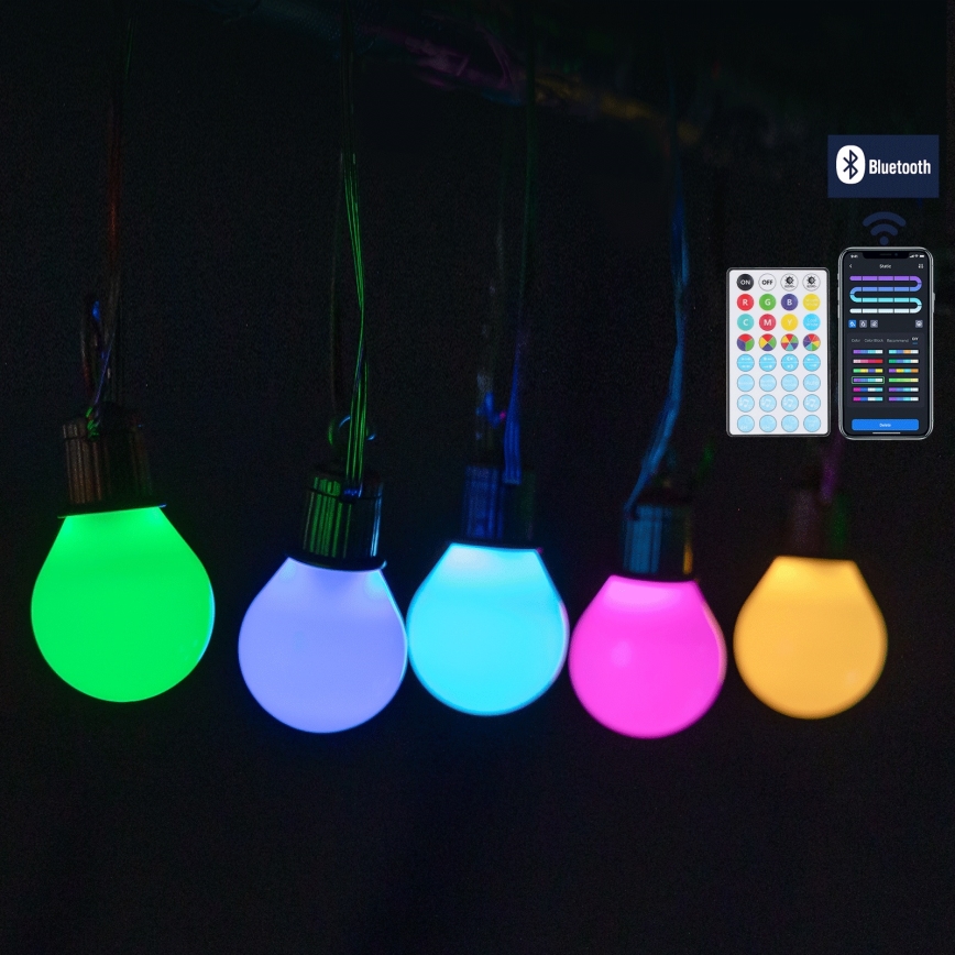 Aigostar - LED RGBICW Cordão de luzes inteligente para exteriores MESH 25 LEDs 5 m IP44 + controlo remoto