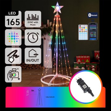 Aigostar - LED RGBICW Decoração de Natal para exterior 165 LEDs/230V 1,8 m IP44 + comando à distância