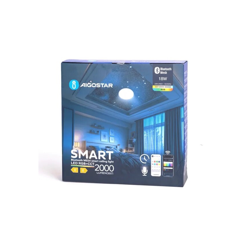 Aigostar - Luminária de teto para banheiro LED RGBW dimmerizável MESH Smart LED/18W/230V 3000-6500K IP44 + controlo remoto