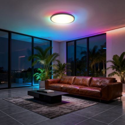 Aigostar - Candeeiro de teto LED RGBW dimerizável MESH LED/36W/230V 3000-6500K preto + comando remoto