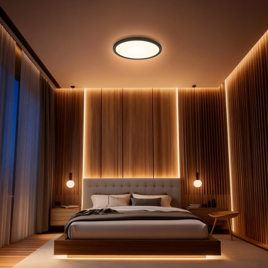 Aigostar - Candeeiro de teto LED RGBW dimerizável MESH LED/36W/230V 3000-6500K preto + comando remoto