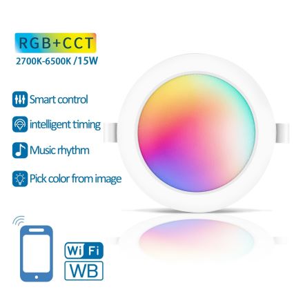 Aigostar - LED RGBW Foco de encastrar com regulação LED/15W/230V 2700-6500K diâmetro 17,5 cm Wi-Fi
