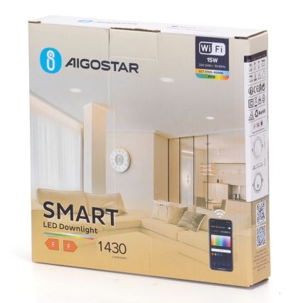 Aigostar - LED RGBW Foco de encastrar com regulação LED/15W/230V 2700-6500K diâmetro 17,5 cm Wi-Fi