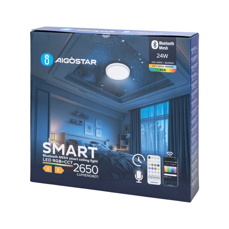 Aigostar - Luminária de teto para banheiro LED RGBW dimmerizável MESH Smart LED/24W/230V 3000-6500K IP44 + controlo remoto