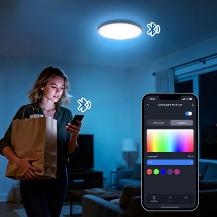 Aigostar - LED RGBW Luminária de teto dimerizável MESH LED/24W/230V 3000-6500K preta + controlo remoto