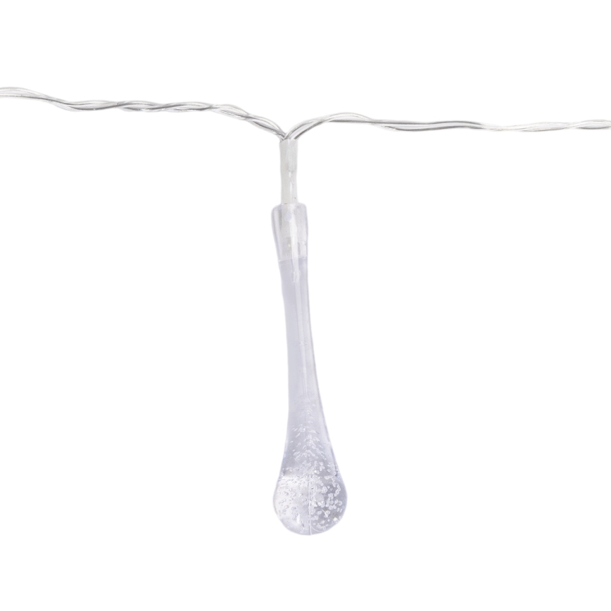 Aigostar - Cordão de luzes LED para exterior 25 LEDs/8 funções 3x pilhas AA 2,5m IP44 gotas multicoloridas