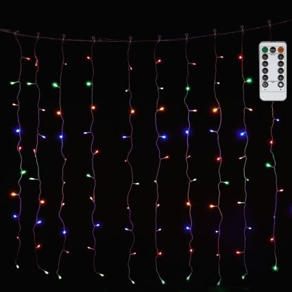 Aigostar - LED RGBY Cadeia de luzes de Natal para exterior 300 LEDs / 8 funções 3 x 1 m IP44 + controlo remoto