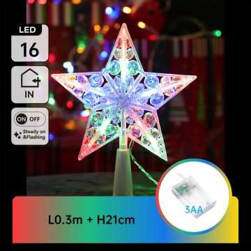 Aigostar - LED RGBY Decoração de Natal 16xLED/3xAA estrela