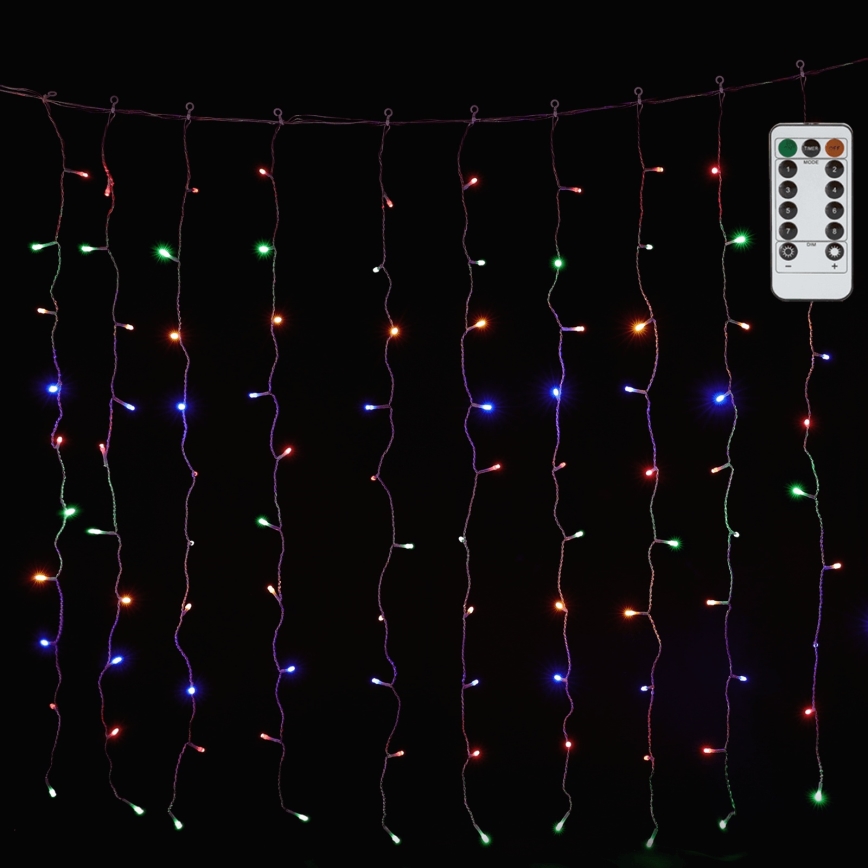 Aigostar - Guirlanda exterior LED RGBY 300xLED/8 funções 3x1m IP44 + controlo remoto
