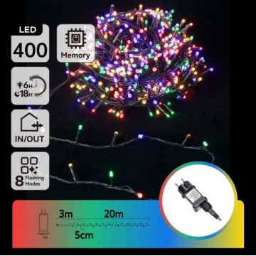 Aigostar - LED RGBY Guirlanda de Natal para exterior 400xLED/8 funções 20 m IP44