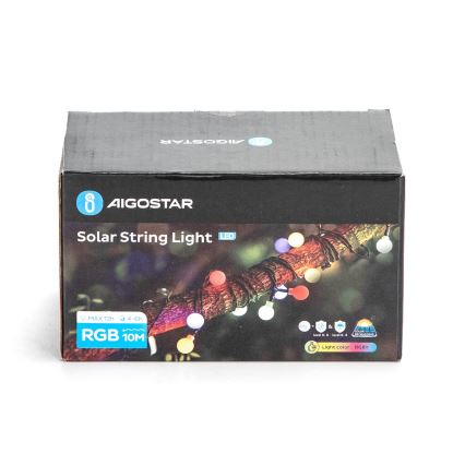 Aigostar - Fio decorativo solar LED 50xLED/8 funções 12m IP65 800 mAh multicolor