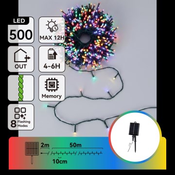 Aigostar - LED Solar cordão de luzes de Natal 500 LEDs/8 funções 52m IP65 multicolorido 1200 mAh