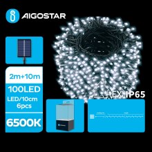 Aigostar - LED Solar Corrente de Natal 100xLED/8 funções 12m IP65 branco frio