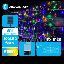 Aigostar - LED Solar Corrente de Natal 100xLED/8 funções 4,5x1,5m IP65 multicolor