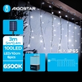 Aigostar - LED Solar Corrente de Natal 100xLED/8 funções 8x0,4m IP65 branco frio