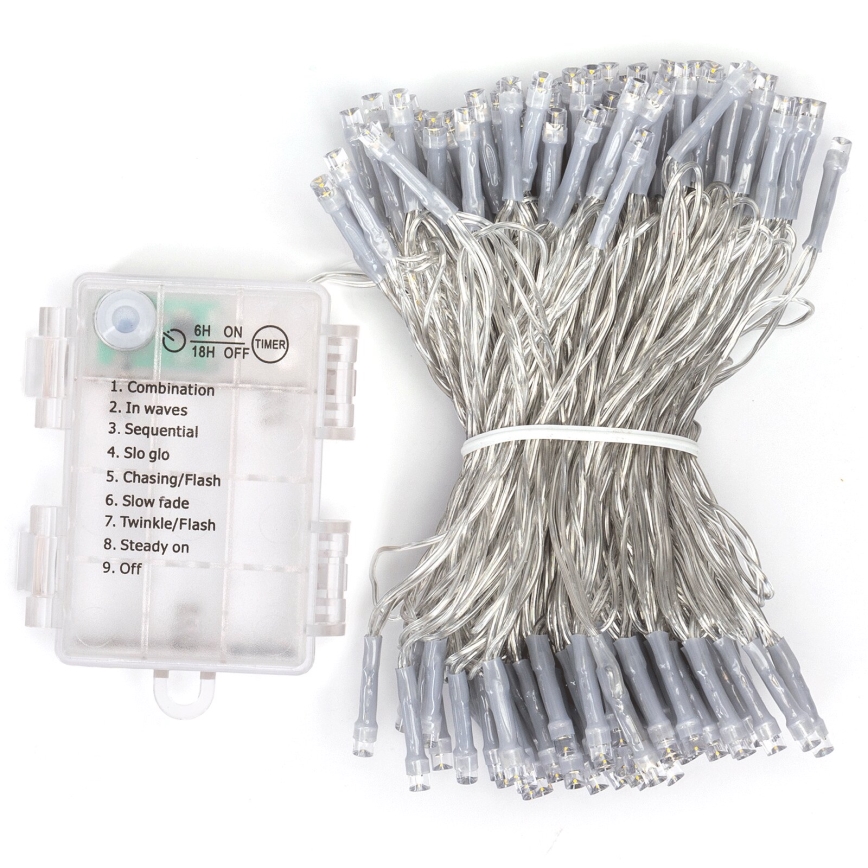 Aigostar - Fio de luzes LED exterior de Natal 150xLED/8 funções 15,3m IP44 branco frio