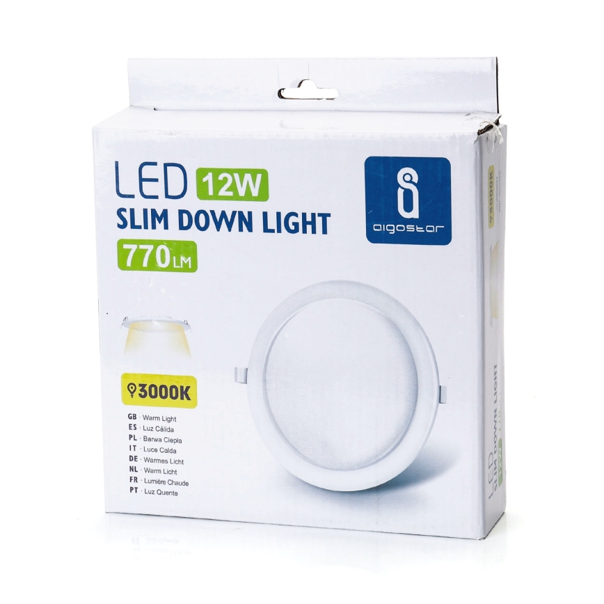 Aigostar - Luminária de embutir LED/12W/230V 3000K Ø 17 cm branca